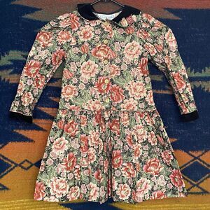 Vintage J.G. Hook Floral Long Sleeve Girls Dress. 100% Cotton. USA. Rare. 4T.
